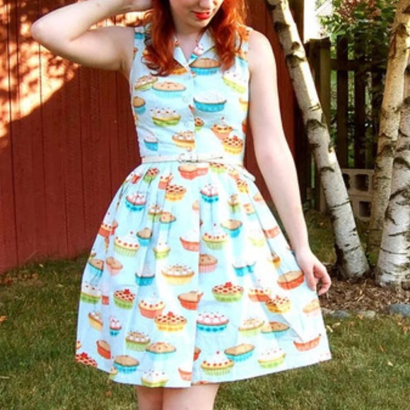 Modcloth "My Kind Of Pie" Blue Retro Dress - Picture 1 of 6